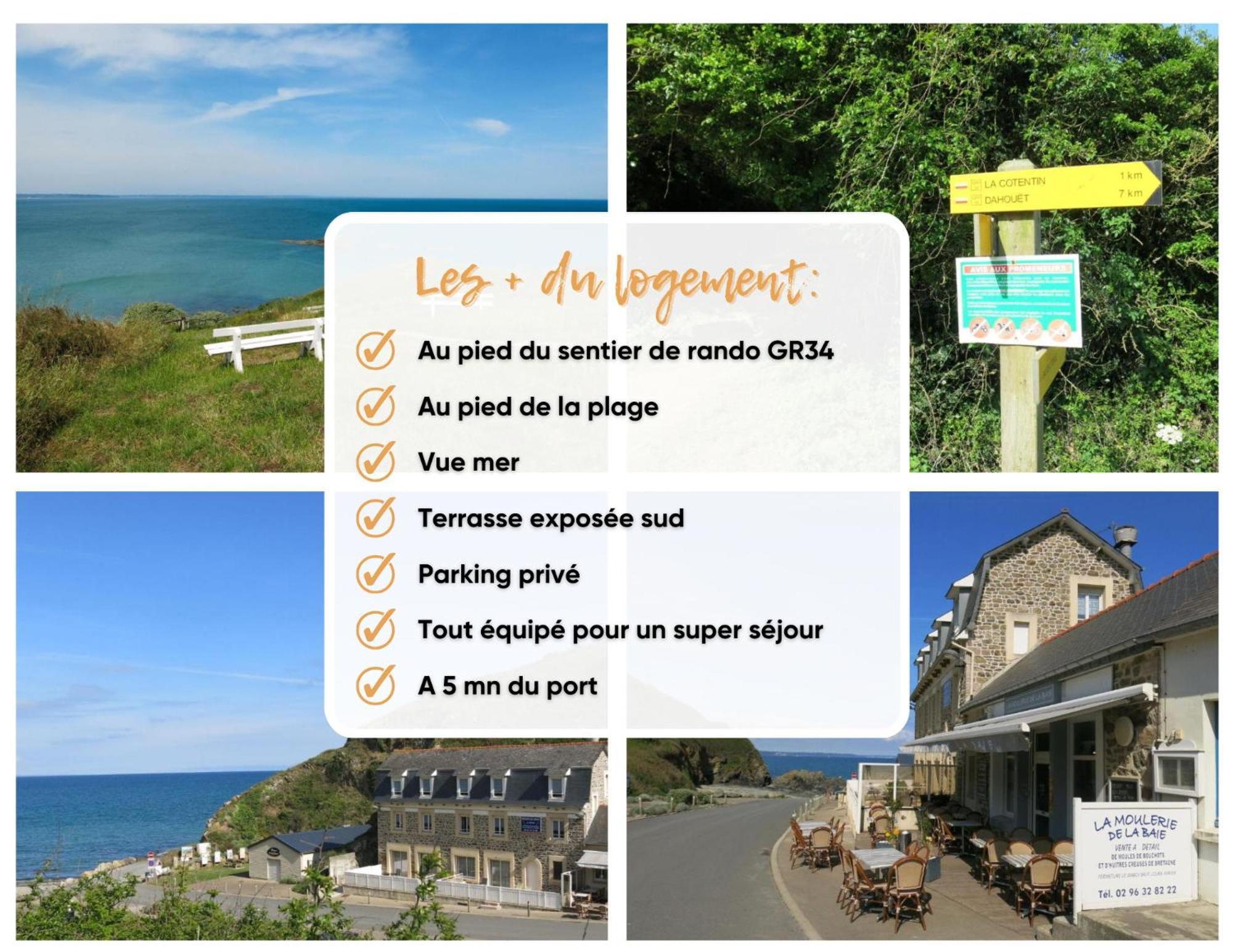 Appart' Avec Grande Terrasse Vue Mer -50M Plage Et Du Sentier De Randonnee Planguenoual Zewnętrze zdjęcie